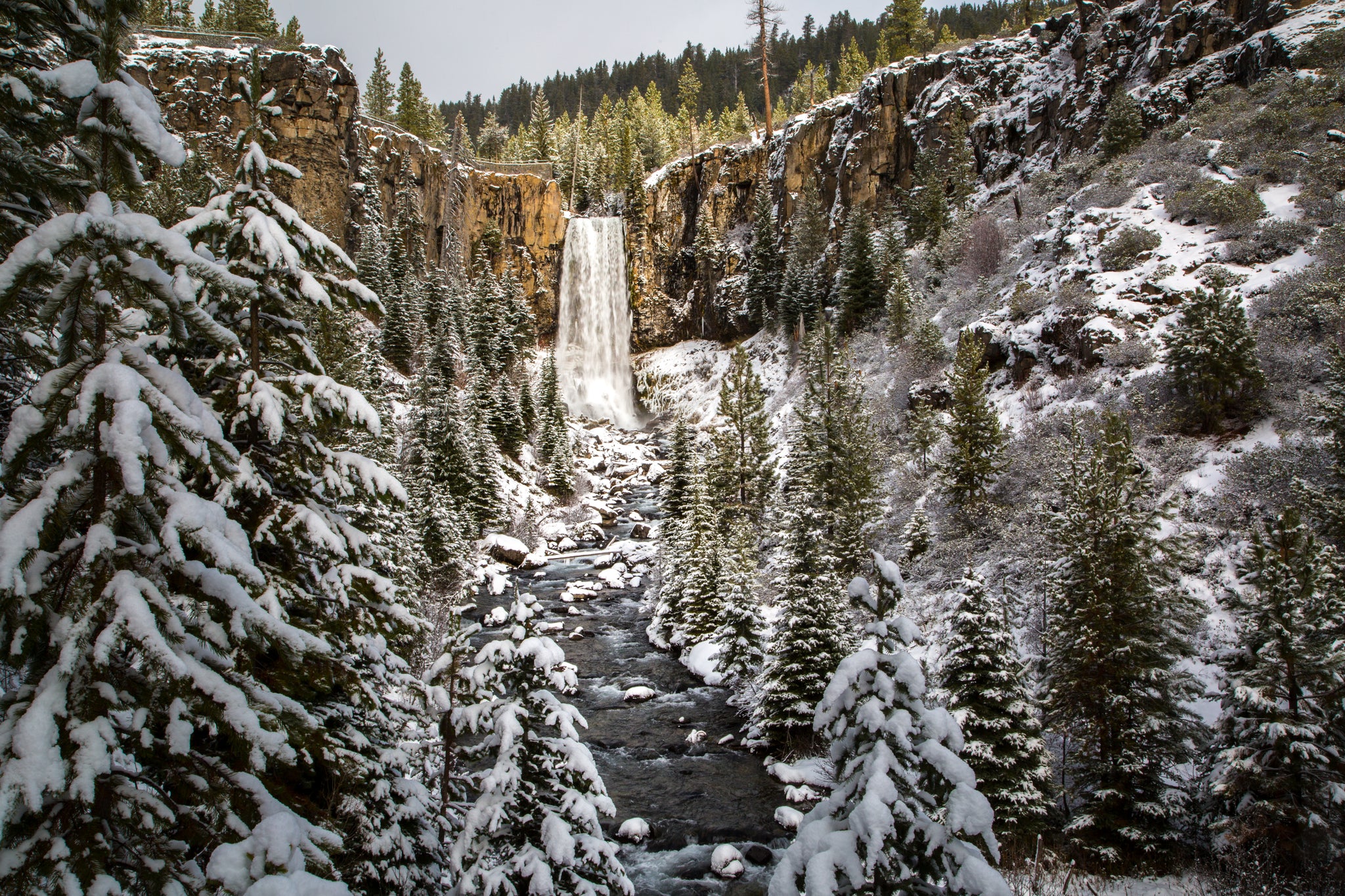 First Snow At Tumalo Falls Holly Fischer Photography